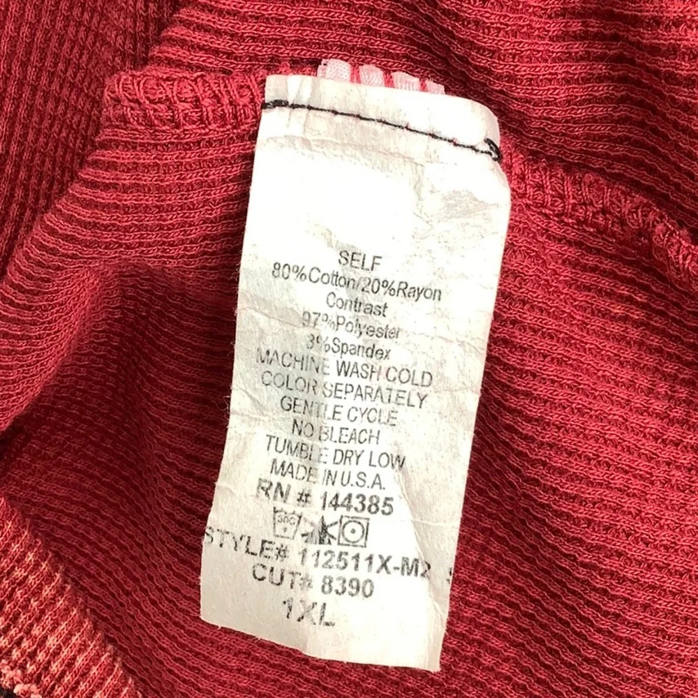 Able Thermal Raglan Wine Wash waffle knit Embellished Cuffs LS top size 1XL EUC - Picture 6 of 15